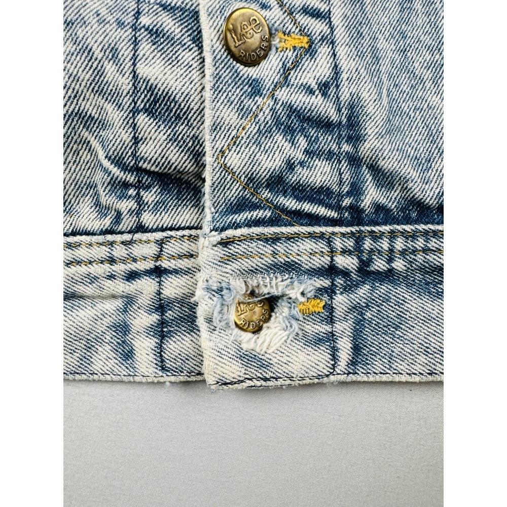 Vintage 80s Lee Riders 153438 USA Denim Trucker Jacket Medium Faded Distressed - Picture 7 of 14